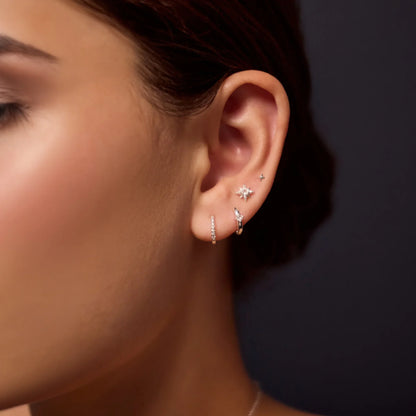Sterling Silver-Plated Celestial Stud & Hoop Earrings