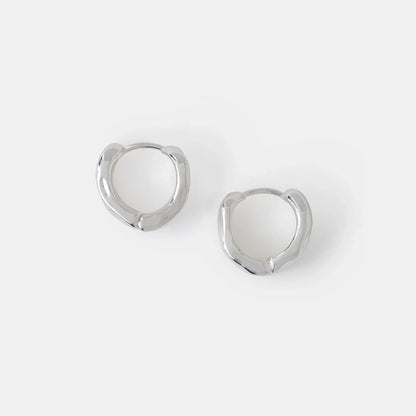 Sterling Silver-Plated Molten Huggie Hoop Earrings Pack of 4