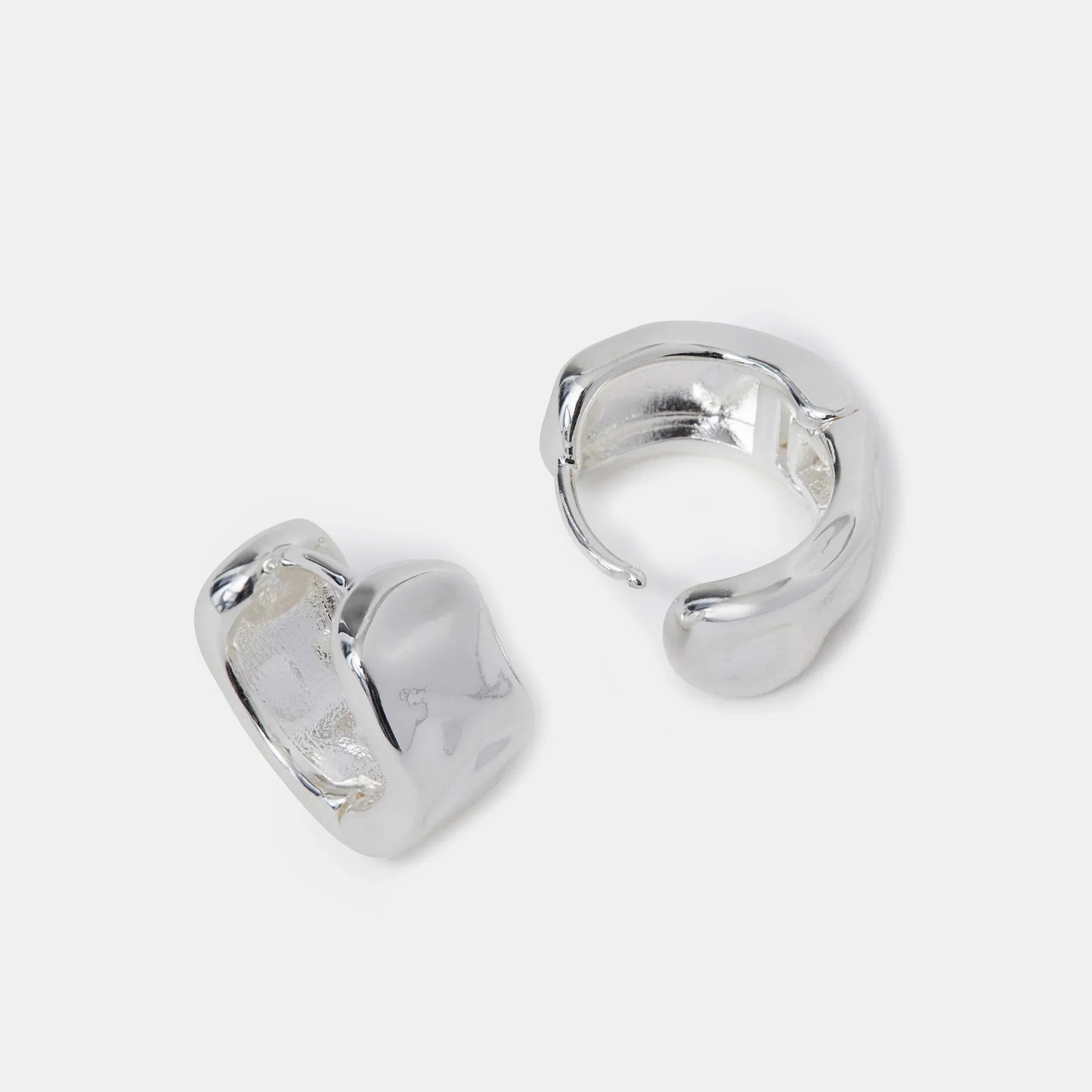 Sterling Silver-Plated Molten Huggie Hoop Earrings Pack of 4