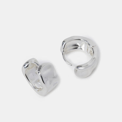 Sterling Silver-Plated Molten Huggie Hoop Earrings Pack of 4