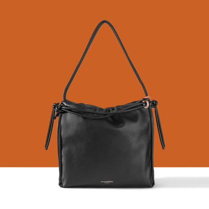 Women's Black Ruched Large Shoulder Bag