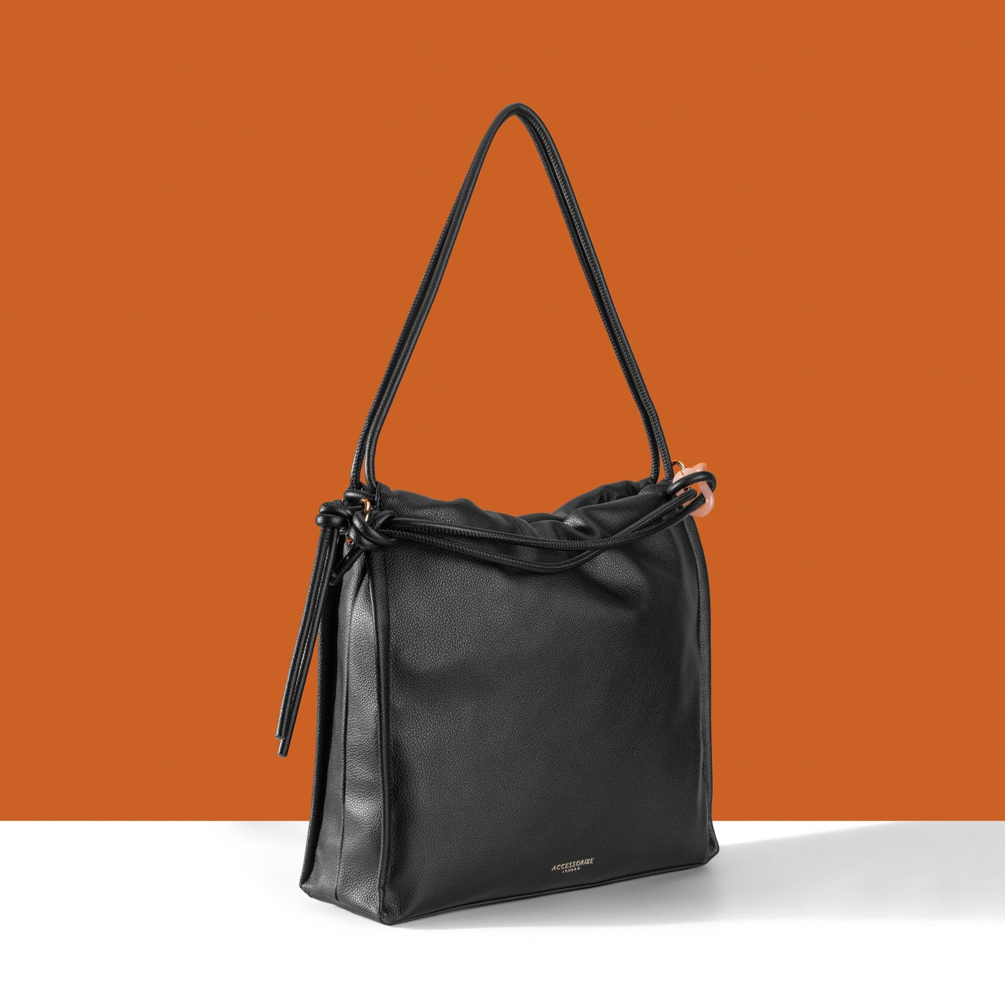 Women's Black Ruched Large Shoulder Bag