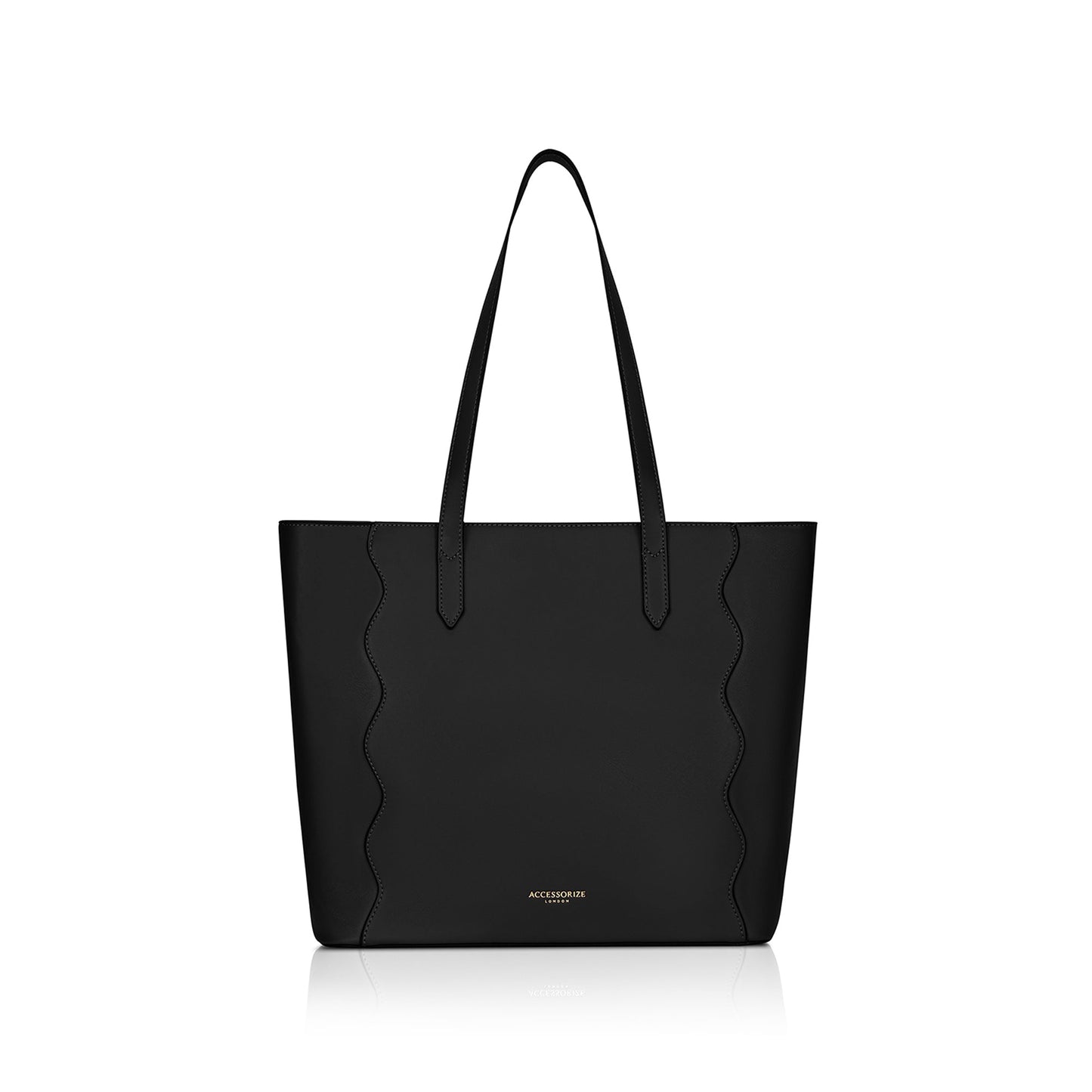 Black Wavy Stitch Tote