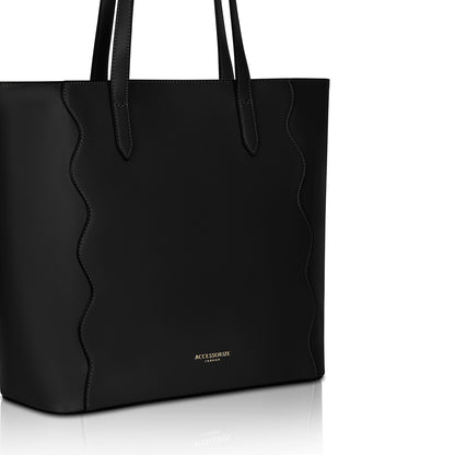 Black Wavy Stitch Tote