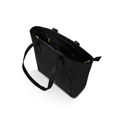 Black Wavy Stitch Tote