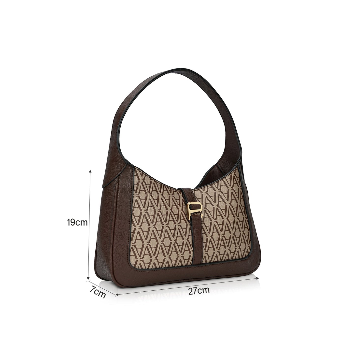 Brown Angie Monogram Shoulder Bag