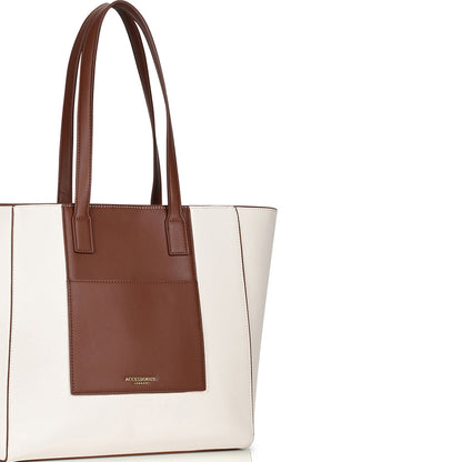 White Colorblock Tote