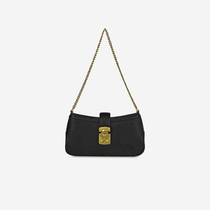 Black Harmony Chain Shoulder Bag with Gold Lock