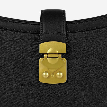 Black Harmony Chain Shoulder Bag with Gold Lock