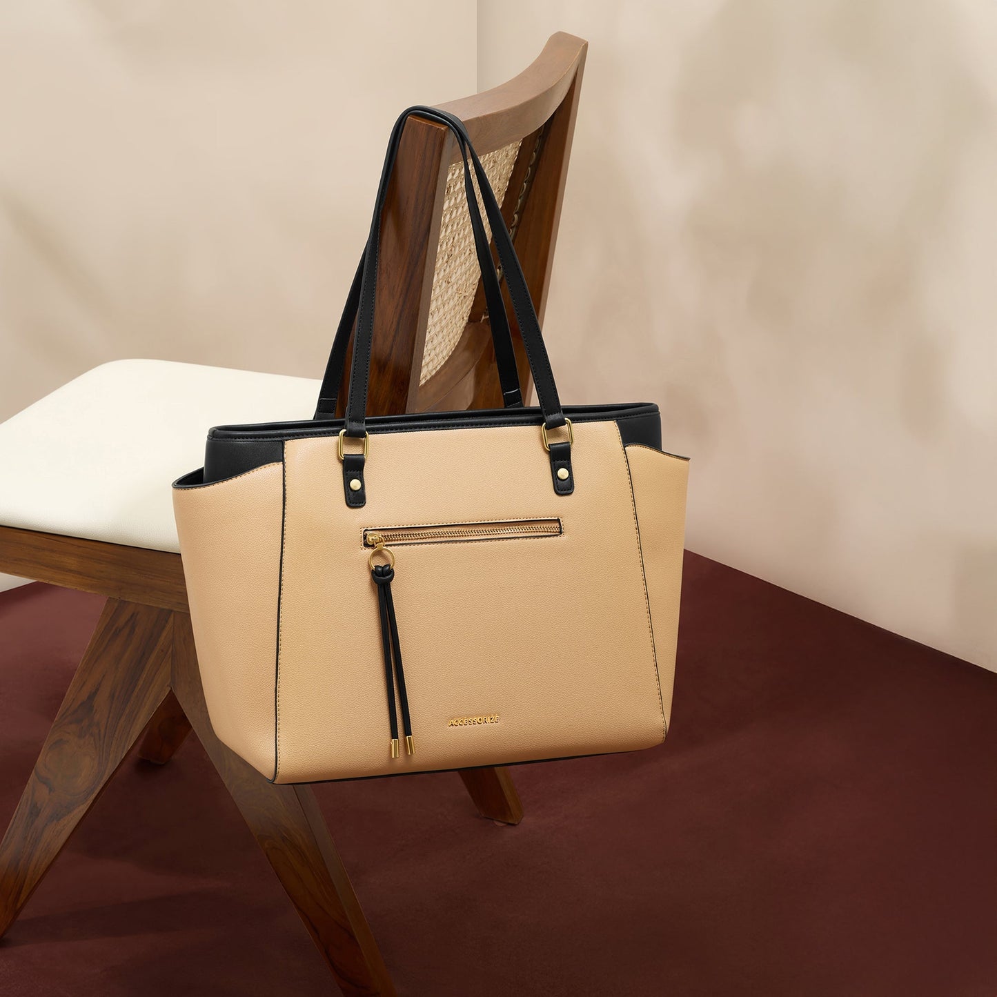 Beige Serene Work Tote Bag