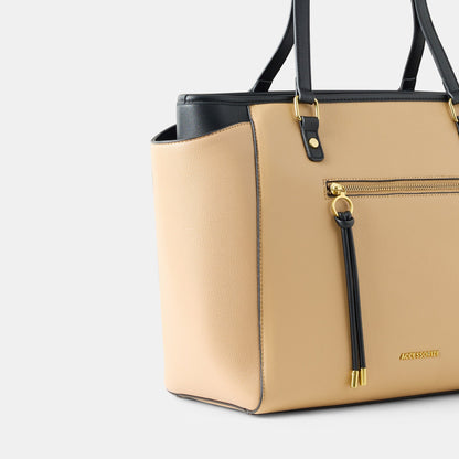 Beige Serene Work Tote Bag