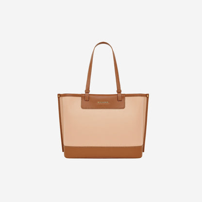 Beige & Tan Two-Tone Adore Work Tote