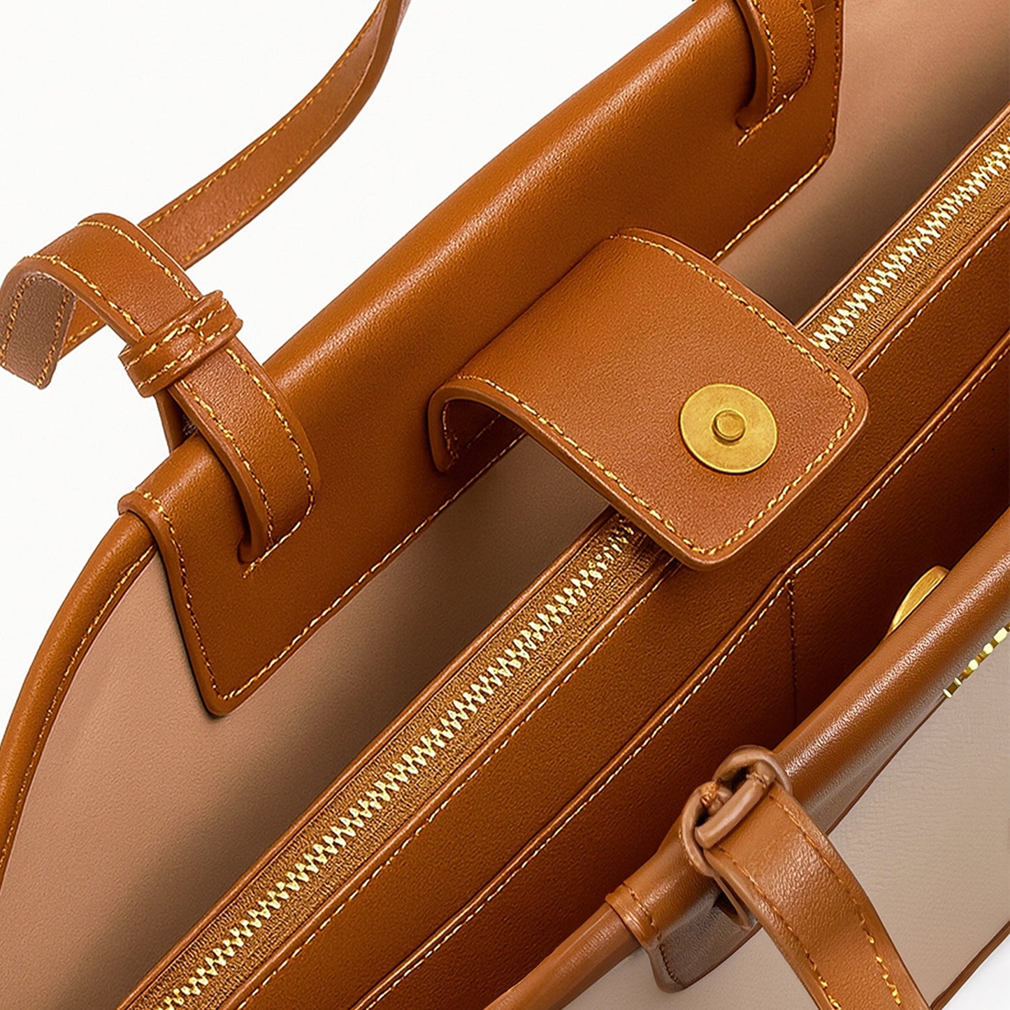Beige & Tan Two-Tone Adore Work Tote