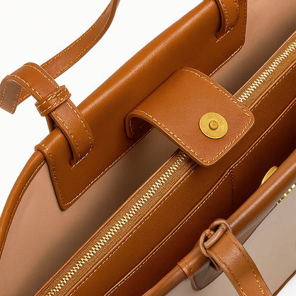 Beige & Tan Two-Tone Adore Work Tote