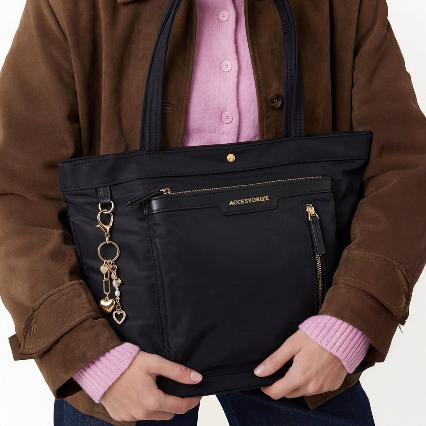 Black Siona Multi-Pocket Tote
