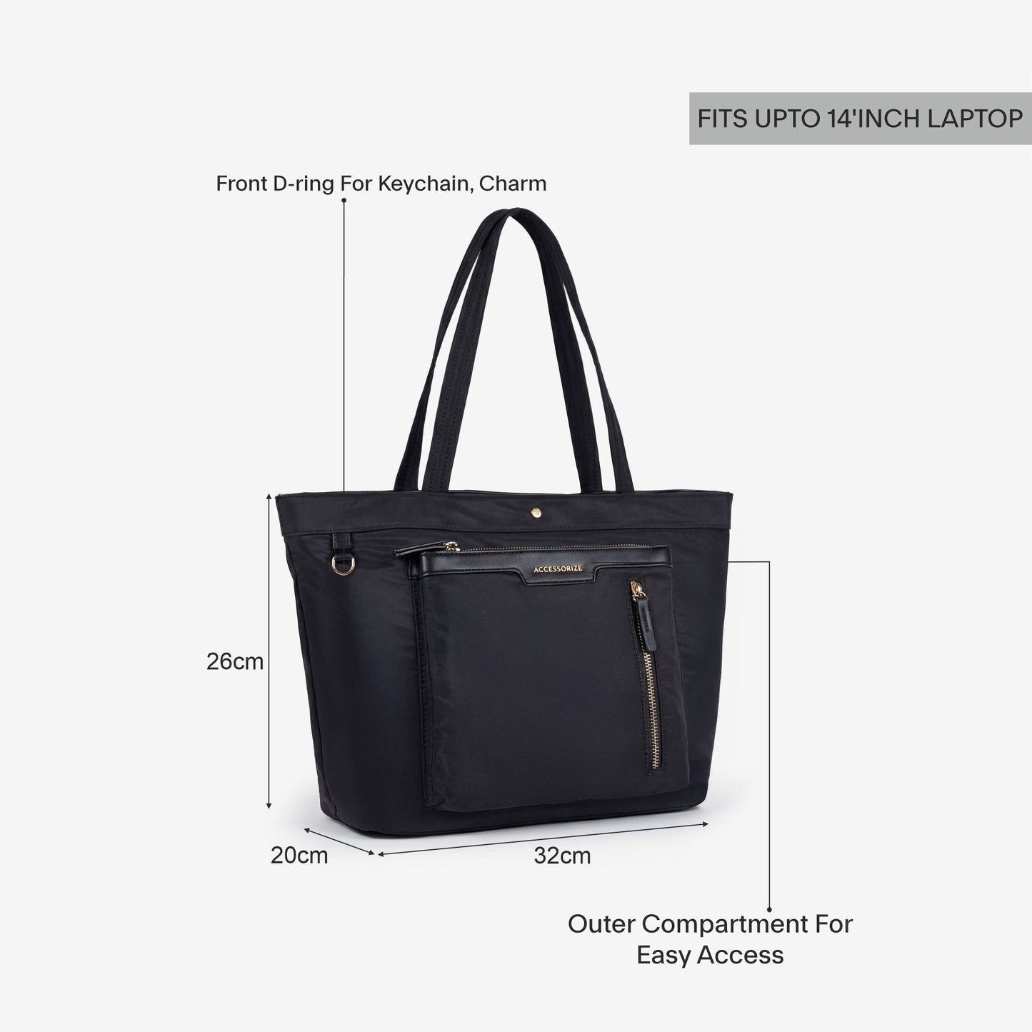 Black Siona Multi-Pocket Tote