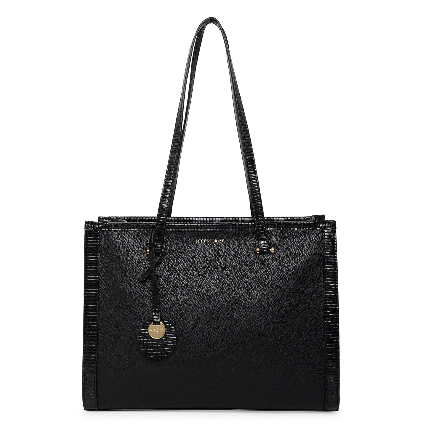 Women'S Faux Leather Black Rosie Book Tote Bag