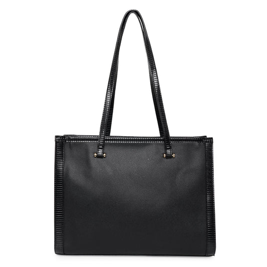 Women'S Faux Leather Black Rosie Book Tote Bag