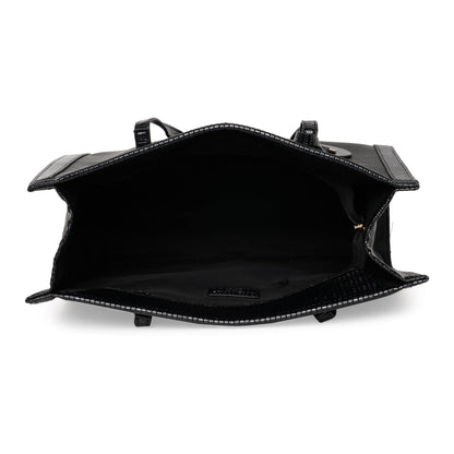 Women'S Faux Leather Black Rosie Book Tote Bag