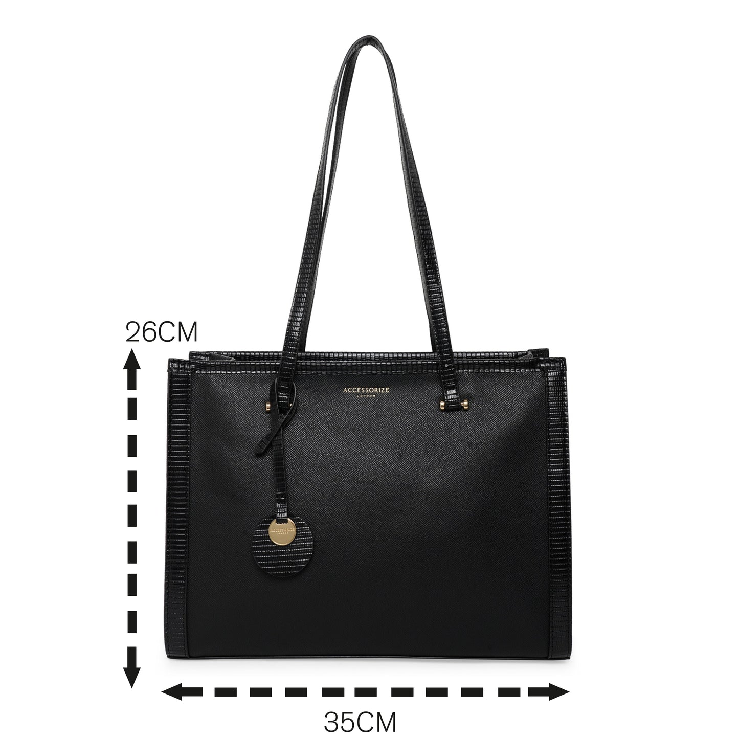 Women'S Faux Leather Black Rosie Book Tote Bag