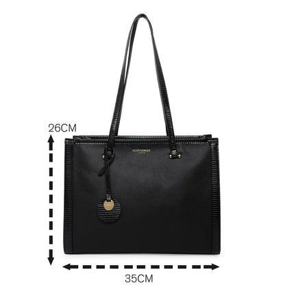 Women'S Faux Leather Black Rosie Book Tote Bag