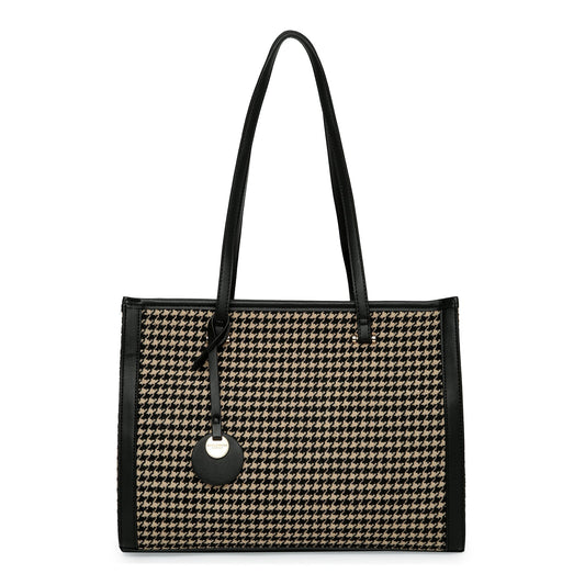 Women's Fabric Black & White Rosie Book Tote Bag