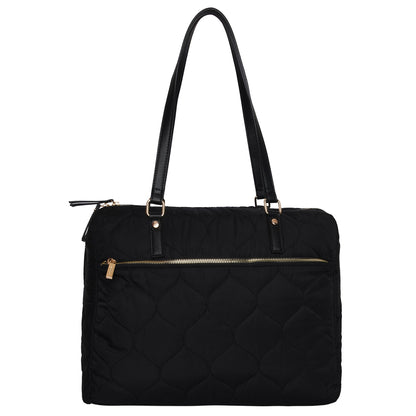 Women's Faux Leather Black Emmie Quilted Weekender Bag