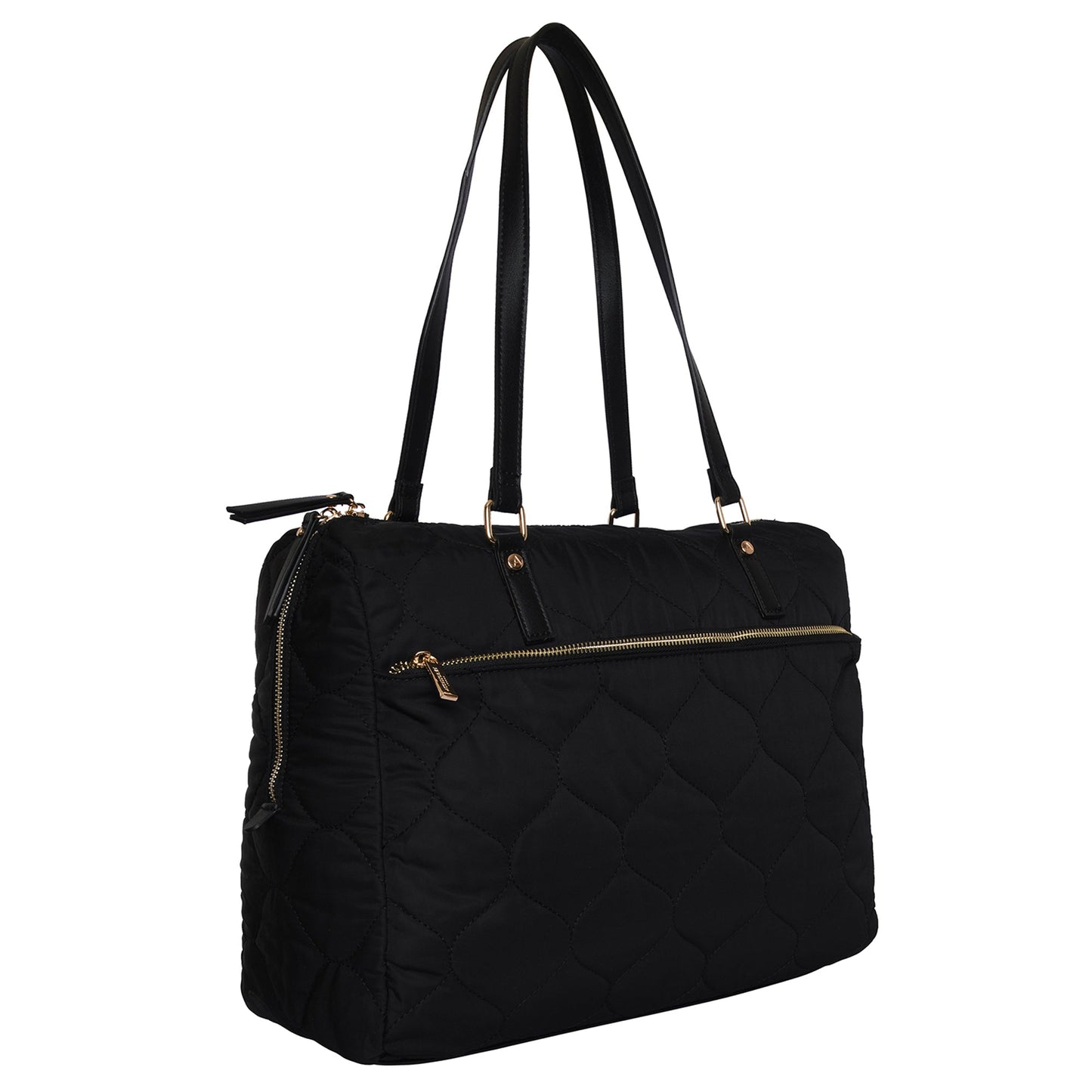 Women's Faux Leather Black Emmie Quilted Weekender Bag