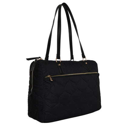 Women's Faux Leather Black Emmie Quilted Weekender Bag