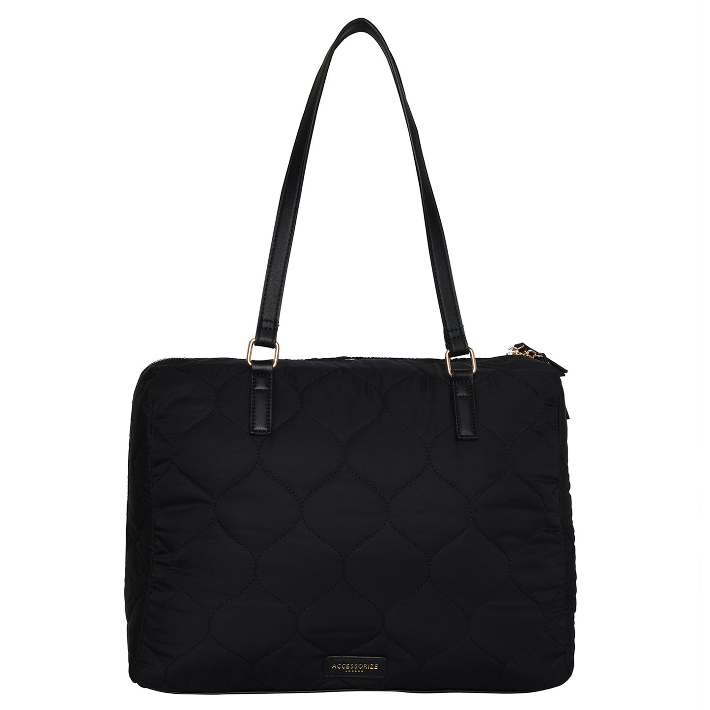 Women's Faux Leather Black Emmie Quilted Weekender Bag