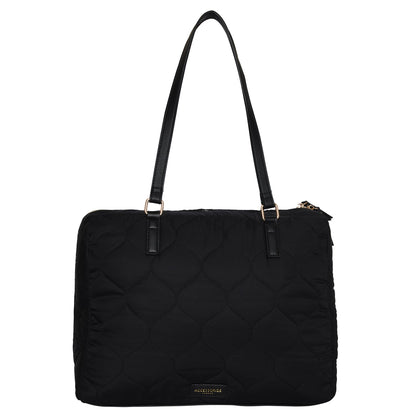 Women's Faux Leather Black Emmie Quilted Weekender Bag
