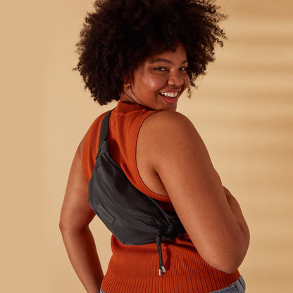 Women's Recycled Nylon Black Bumbag