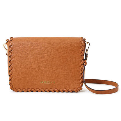 Tan Whipstitch Flap Sling Bag