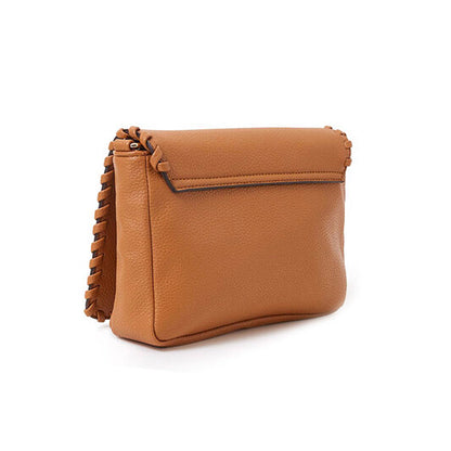 Tan Whipstitch Flap Sling Bag