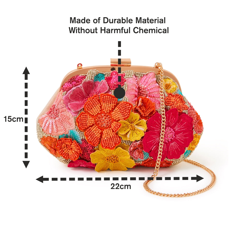 Women's Red 3D floral clipframe