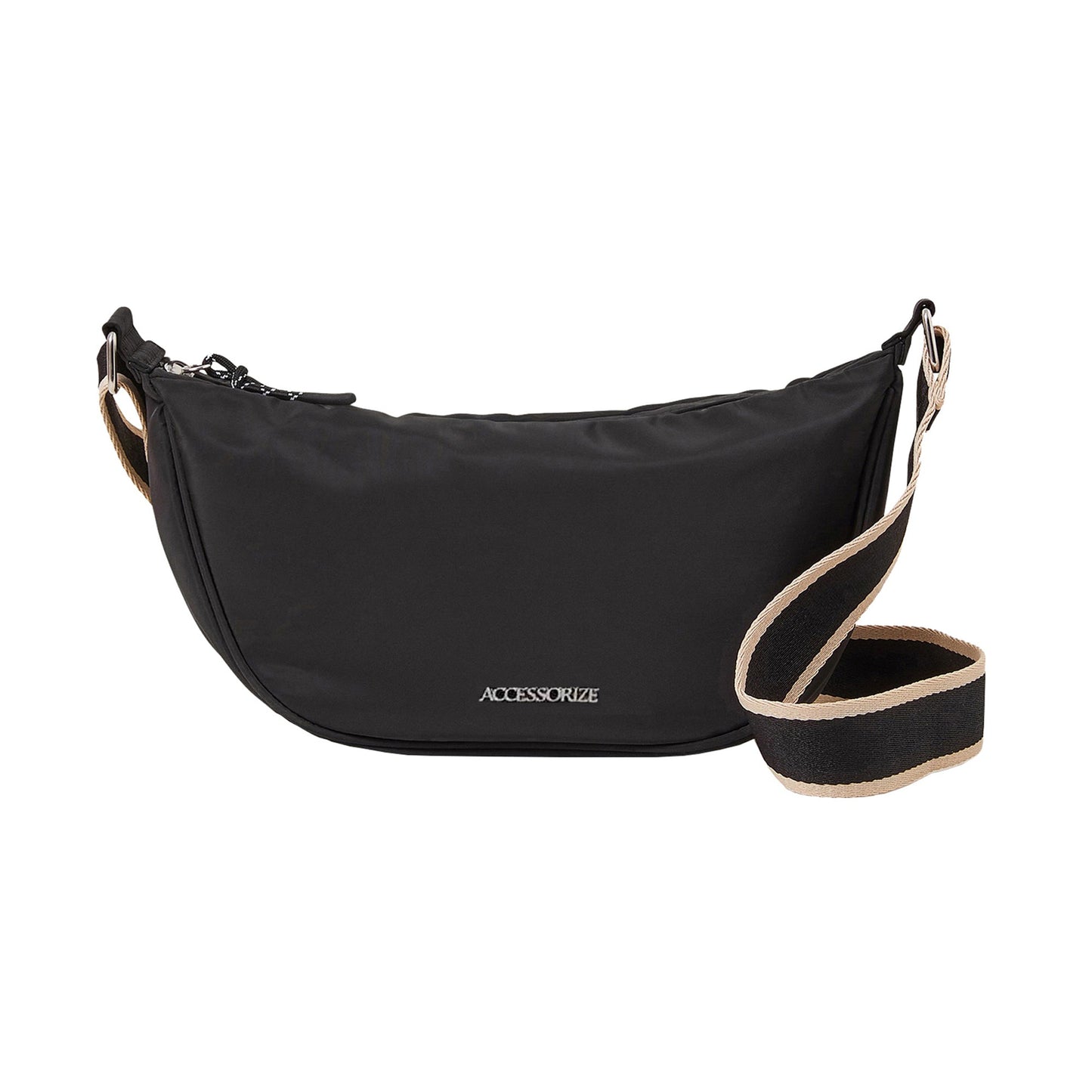 Women's Black Sling Cross-Body Bag In Recycled Nylon