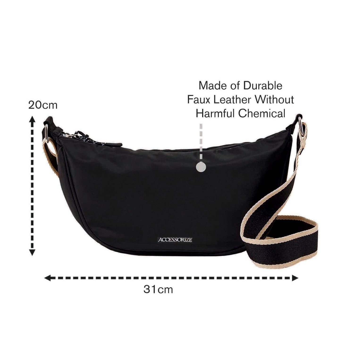 Women's Black Sling Cross-Body Bag In Recycled Nylon
