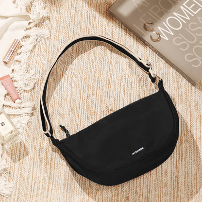Women's Black Sling Cross-Body Bag In Recycled Nylon