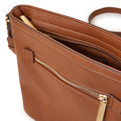 Women's Faux Leather Brown Top Zip Sling Bag