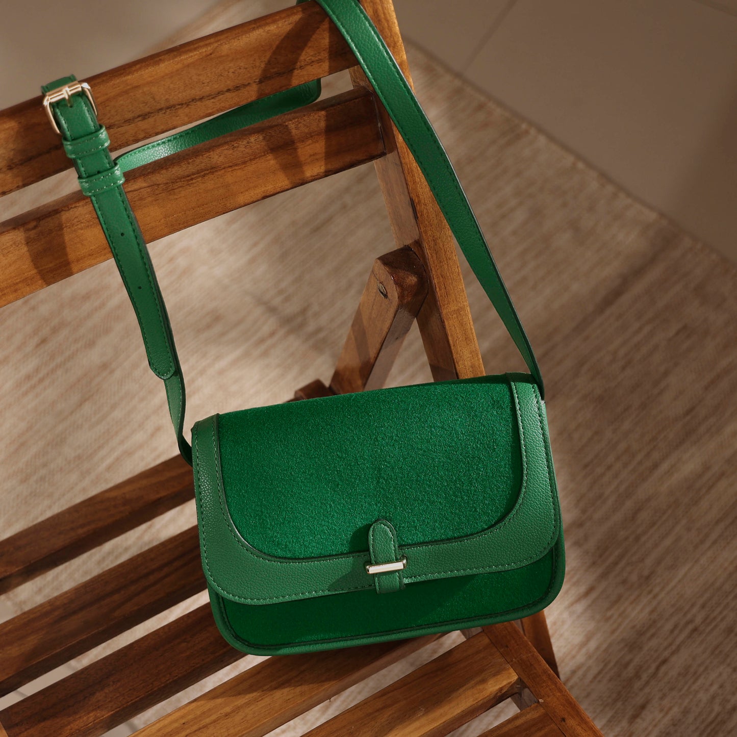 Women's Green Felt Cross Body