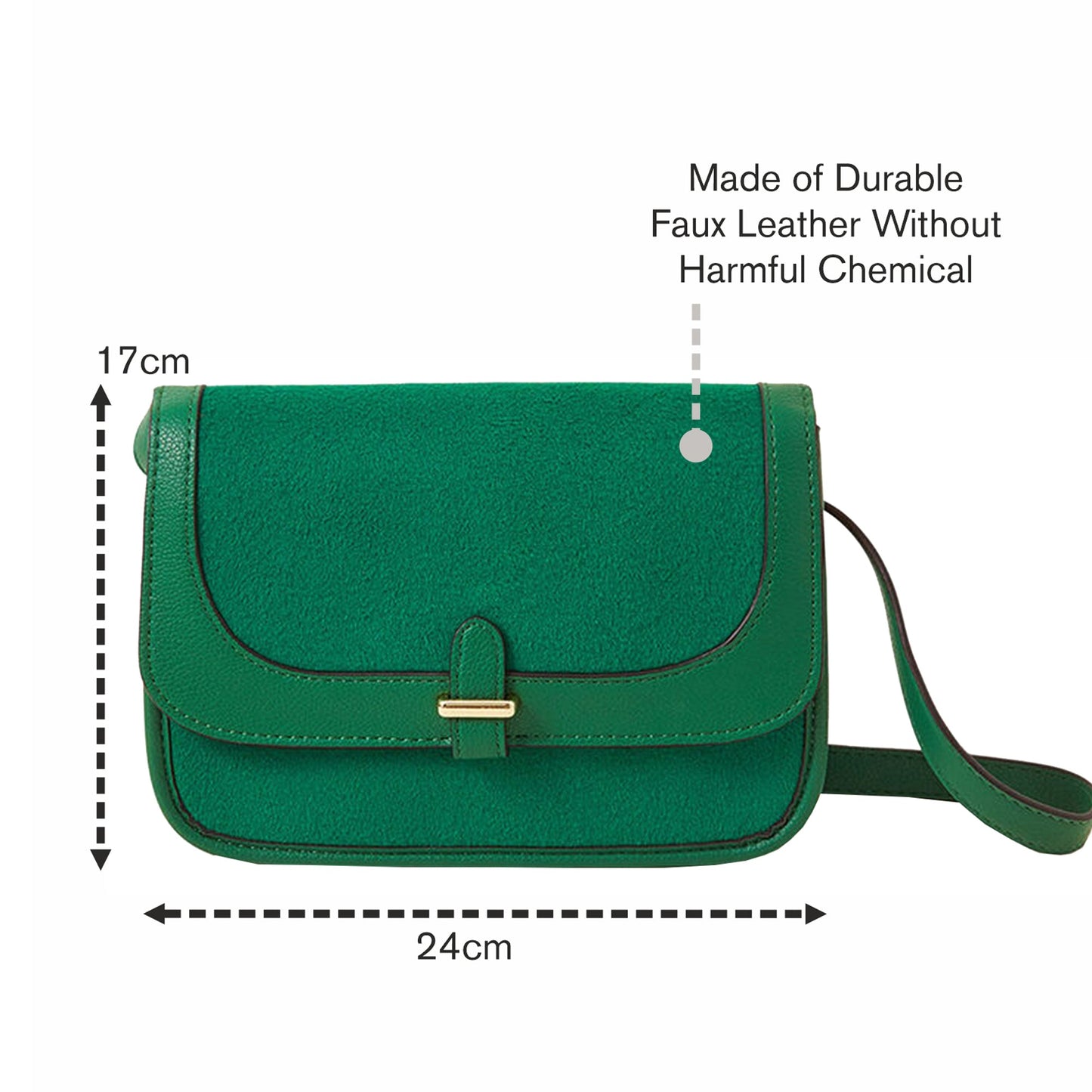 Women's Green Felt Cross Body