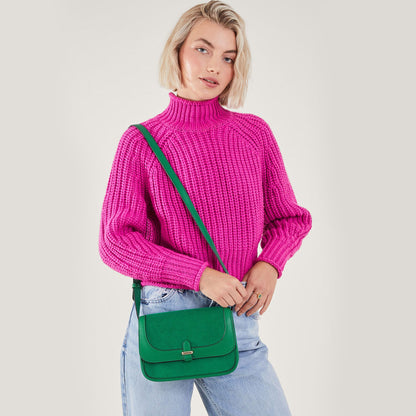 Women's Green Felt Cross Body