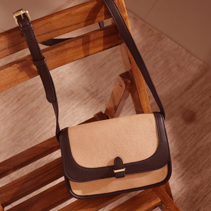 Women's Natural Two Tone Felt Cross Body Bag