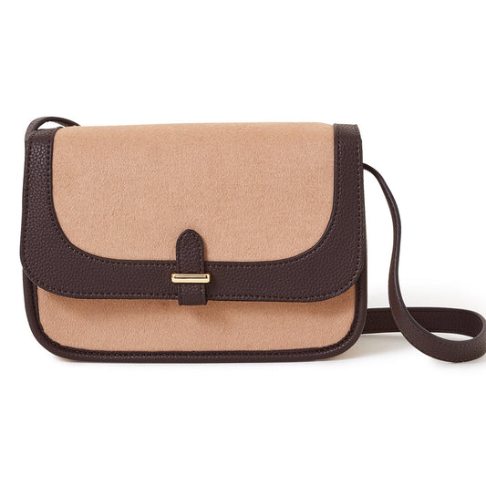 Women's Natural Two Tone Felt Cross Body Bag