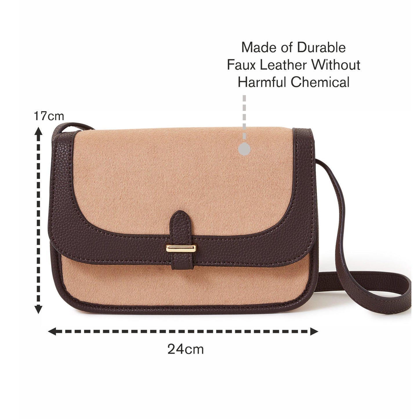 Women's Natural Two Tone Felt Cross Body Bag