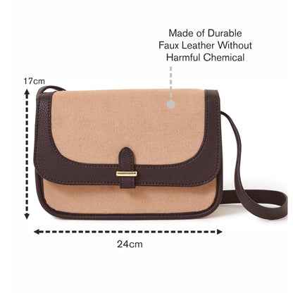 Women's Natural Two Tone Felt Cross Body Bag