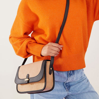 Women's Natural Two Tone Felt Cross Body Bag