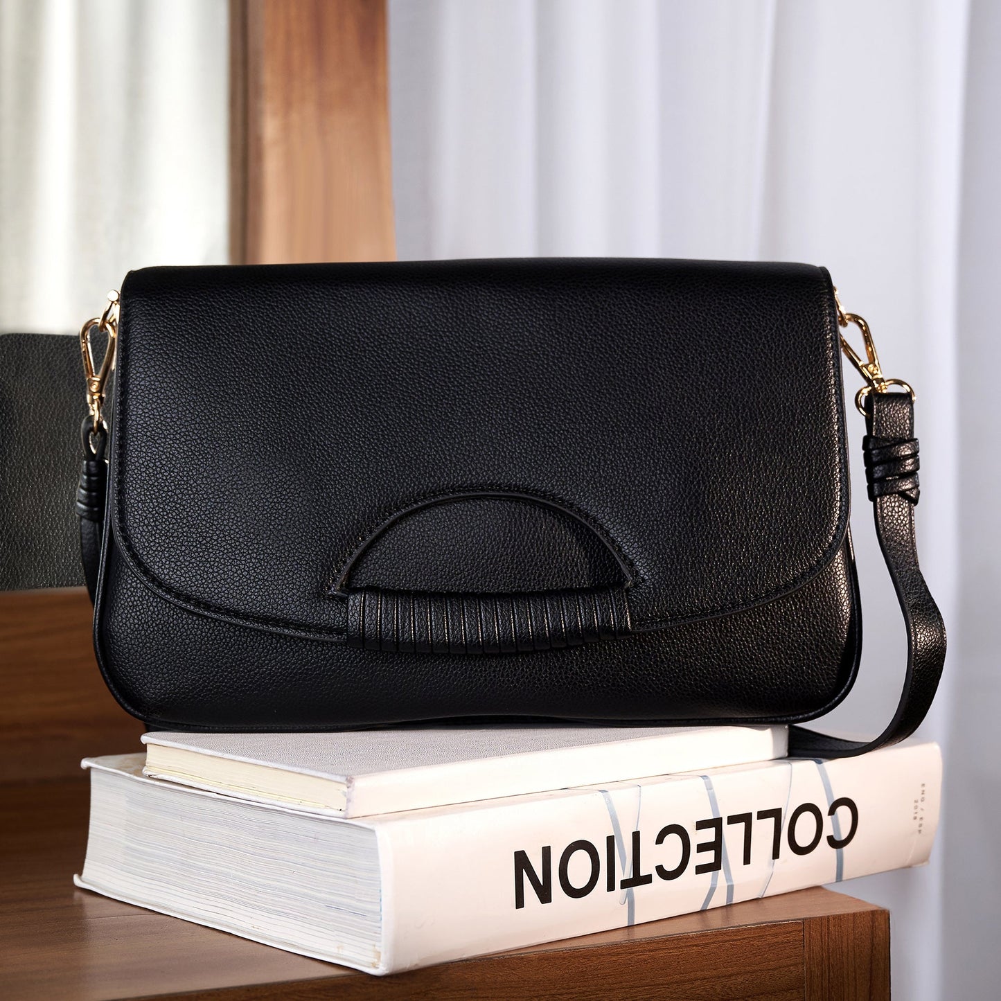 Women's Black Wrap Handle Cross Body