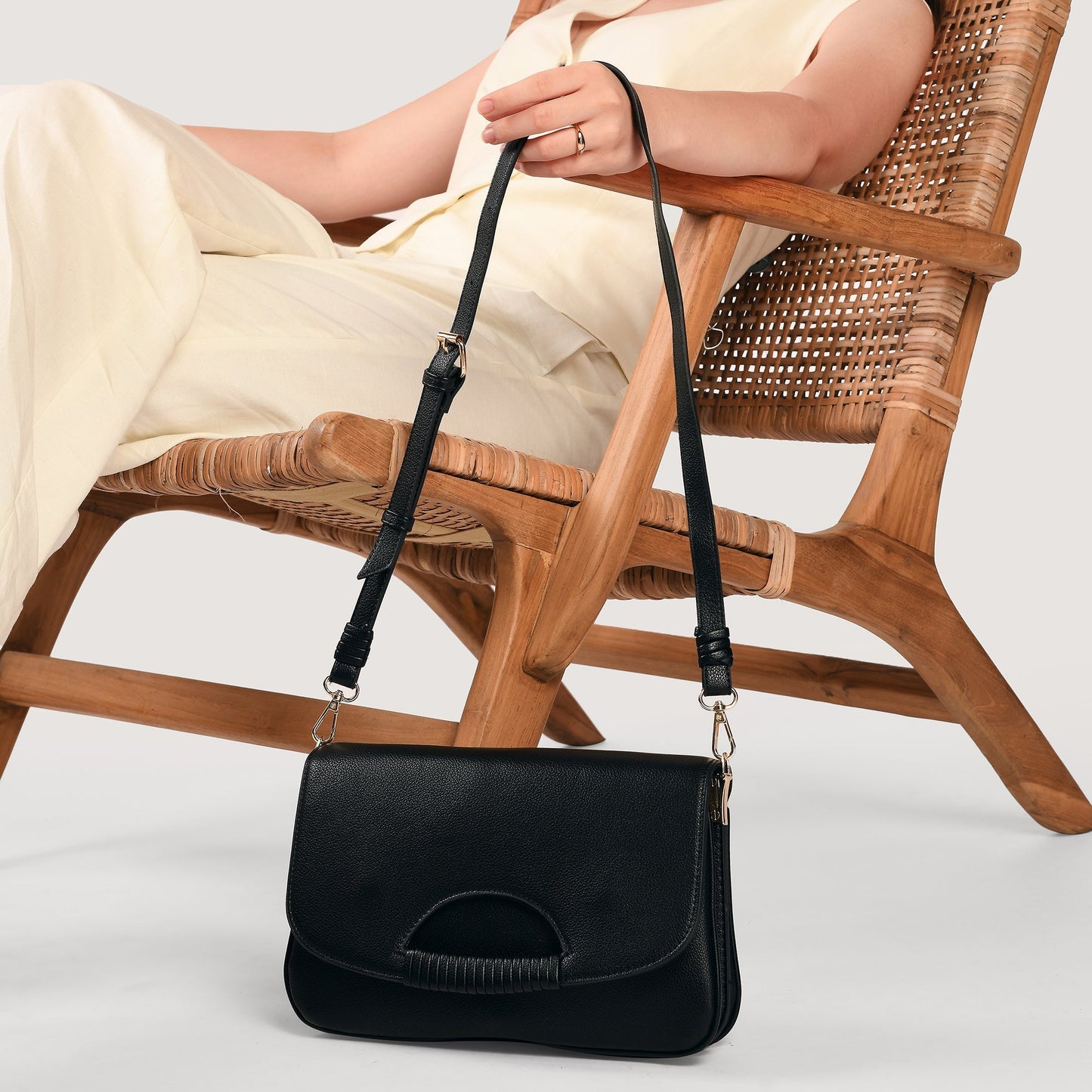 Women's Black Wrap Handle Cross Body