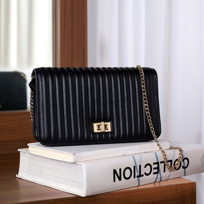 Women's Black Quilted Chain Shoulder Bag